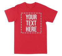 Personalised Text Tshirt Custom Image T Shirt for Him Mens UK Photo and Text Cotton Tee, L, Red