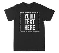 Personalised Text Tshirt Custom Image T Shirt for Him Mens UK Photo and Text Cotton Tee, S, Black