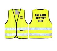 Personalised Text Yellow Salzmann 3M Children's Safety Vest - High Visibility 3M Reflective Tape Hi-Vis Heavy Duty Zipper