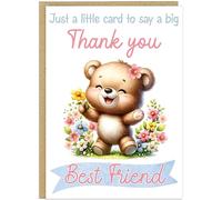 Personalised Thank You Card - Custom Add Own Name Cute Teddy Bear Floral Design - Just a Little Card to Say a Big Thank You - Any Occasion Gratitude Greeting Cards (Design 3)