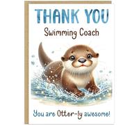 Personalised Thank You Card for Teachers Support Workers Coaches Neighbours Friends Family - Fun Animal Pun Custom Own Text Cards - Appreciation Greetings Cards (Otter)