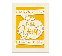 Personalised Thank You Card | Laser Paper Cut Thank You Teacher Card with Envelopes | Custom Gift for Teacher Teaching Assistant Nursery Teacher Graduation (Gold)