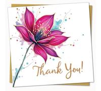 Personalised Thank You Cards Custom Message Inside 145 x 150 mm Flower Bloom Thank You Card Single for Birthday, Business, Loved One, Friend
