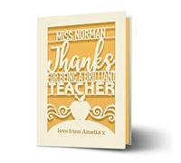 Personalised Thank You Cards Custom Thank You Teacher Gifts Teachers Tutor Mentor Present from Student End of School Year Graduation Greeting Card with Envelope (Gold)