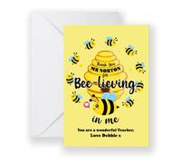 Personalised Thank You For Bee-lieving In Me A5 Card - Teacher Student Pupil Name Personal Bee Honey Leaving School Heartfelt Quote Saying Phrase Gift Present Greetings (Personalised Message Prime)