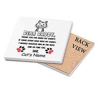 Personalised Thank You for Being My Daddy, Fathers Day Gift for Cat Owner, Cat Dad, Papa, Grandpa, Birthday Gift Form Cat, Tableware, Coffee/Tea/Drink Coaster. (Ceramic Coaster)