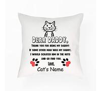 Personalised Thank You for Being My Daddy, for Cat Owner, Cat Dad, Papa, Grandpa, Birthday gift form Cat, Home Décor Satin Throw Pillow/Cushion. (Satin Cushion Cover)