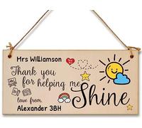 Personalised Thank You For Helping me Shine Handmade Wooden Hanging Plaque Gift Teacher Teaching Assistant End of Term