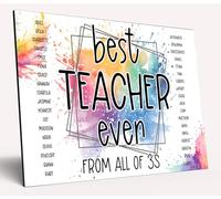 Personalised Thank You Teacher Appreciation Large Plaque from Whole Class Customised End of Term Gift Add All Kids Names Wooden A4 Size