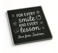 Personalised Thank You Teacher Gift Acrylic Coaster Gift with Chalkboard Love Design - Personalised Thank You Teacher Present for Classroom Inspiration