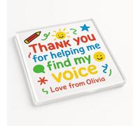 Personalised Thank You Teacher Gift Acrylic Coaster Gift with Vibrant Gratitude Design - Colourful Thank You Teacher Appreciation Keepsake from Pupil