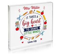 Personalised Thank You Teacher Gift, Custom Acrylic Desk Plaque Keepsake Present for Teacher, Teaching Assistant, Nursery Staff, Tutor, & Key Worker (Little Minds)