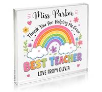 Personalised Thank You Teacher Gift, Custom Acrylic Desk Plaque Keepsake Present for Teacher, Teaching Assistant, Nursery Staff, Tutor, & Key Worker (Best Teacher)
