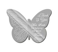 Personalised Thank You Teacher Gifts Acrylic Fridge Magnet Teacher Leaving Gifts Graduation Present Nursery Pre School Gift from Students Funky Wording Hand Finished in UK (Silver Butterfly)