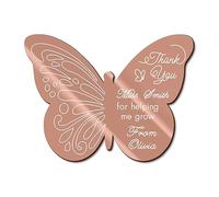 Personalised Thank You Teacher Gifts Acrylic Fridge Magnet Teacher Leaving Gifts Graduation Present Nursery Pre School Gift from Students Funky Wording Hand Finished in UK (Rose Gold Butterfly)
