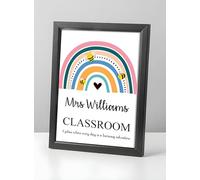 Personalised Thank You Teacher Gifts for Women End of School Term TA Nursery Leaving Poem Gift for Teachers Teaching Assistants Nursery Teachers Any Name A5 A4 Framed Prints (Rainbow Heart)