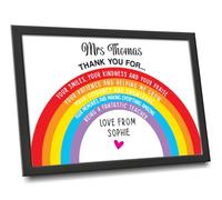 Personalised Thank You Teacher Gifts for Women End of School Term TA Nursery Leaving Poem Gift for Teachers Teaching Assistants Nursery Teachers Any Name A5 A4 Framed Prints (Rainbow)