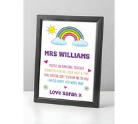 Personalised Thank You Teacher Gifts for Women End of School Term TA Nursery Leaving Poem Gift for Teachers Teaching Assistants Nursery Teachers Any Name A5 A4 Framed Prints (Thank You Teacher)