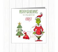 Personalised The Grinch Christmas Card Funny Message For Grandchildren Grandson Granddaughter Children Son Daughter Nephew Godson Aunt Uncle