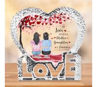 Personalised The Love Between A Mother And Daughters Is Forever Desktop Sign Custom Name Portrait Funny 2D Mom Daughter Crystal Decor Gifts For Mom Grandma Mother's Day Birthday Xmas (S 20)