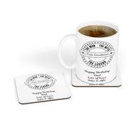 Personalised The Man The Myth The Legend Design Ceramic Tea & Coffee Mug & Coaster Gift for 18th 21st 30th 40th 50th 60th 70th 80th Birthday