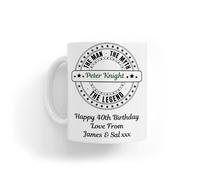 Personalised The Man The Myth The Legend Design Ceramic Tea & Coffee Mug Gift for Birthday|Christmas|Father's Day|18th|21st|30th|40th|50th|60th|65th|70th|80th|Dad|Grandad|Him|Men|Boys