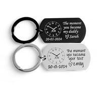 Personalised 'The Moment You Became My Daddy' Keychain, Silver, Gold, Rose Gold, Black, Gift for Father's Day, Gift for Daddy Gift for Mum Dad Gift For Grandad Personalised Keychain Gift