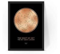 Personalised The Night We Met Copper Foil Star map Poster Print, Framed/unframed (A4 Print (210x297mm) 8.27x11.69 in) (A4 Print (210x297mm) 8.27x11.69 in)