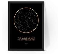 Personalised The Night We Met Copper Foil Star map Poster Print, Framed/unframed (A4 Print (210x297mm) 8.27x11.69 in) (A4 Print (210x297mm) 8.27x11.69 in)