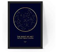 Personalised The night we met gold Foil star map poster print, framed/unframed (A4 print (210x297mm) 8.27x11.69 in) (A4 print with frame)