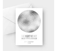 Personalised The night we met silver foil star map greeting card, any wording, A5