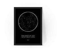 Personalised The Night We Met Silver Foil star map poster print, framed/unframed (A4 print with frame)