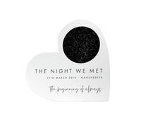 Personalised "The Night We Met" White Wooden Star Map Heart | Custom Night Sky Constellation Gift | Freestanding Anniversary & Valentine’s Day Keepsake | Unique Romantic Map Plaque | 14 x 13.5 x D2cm