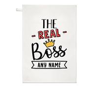 Personalised The Real Boss Tea Towel Dish Cloth