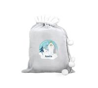 Personalised The Snowman and the Snowdog® Luxury Silver Grey Pom Pom Sack Personalised Memento Company Light Grey One Size