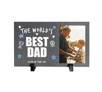 Personalised The World's Best Daddy Photo Slate 25x15cm with Stand - Custom Photo & Text Gift for Father's Day, Birthday, Christmas - Unique Keepsake for Dad, Pops, Papa