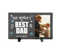 Personalised The World's Best Daddy Photo Slate 30x20cm with Stand - Custom Photo & Text Gift for Father's Day, Birthday, Christmas - Unique Keepsake for Dad, Pops, Papa