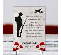 Personalised 'They Shall Grow Not Old' Soldier Remembrance Plaque on Stand - Custom Memorial Gift - Available in A5 MDF and Acrylic (A5 - Approx 21cm x 15cm, Mdf Wood Indoor Use Only)