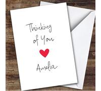 Personalised Thinking Of You Card For Anyone Heart Simple | Custom Greetings Card For Thinking Of You Any Text Inside & Out