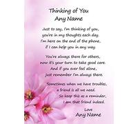Personalised Thinking of You Greeting Card (Pink Flower)