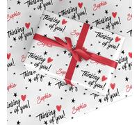 Personalised Thinking of You Wrapping Paper - Custom Name Gift Wrap - Thoughtful Present for Friends, Family & Loved Ones - Small Roll (50cm x 2.2m)