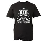 Personalised This Awesome Dad Belongs to Your Name T-Shirt, Father's Day Dad Daddy Grandad Gift Top (Black, XL)