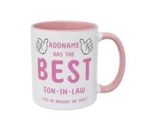Personalised This Guy Has The Best Son-in-Law Mug - Funny Ceramic Coffee Mug for Mother’s Day - 11oz White Mug - UK Handmade Gift