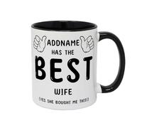 Personalised This Guy Has The Best Wife Mug - Funny Ceramic Coffee Mug for Birthday - 11oz White Mug - UK Handmade Gift