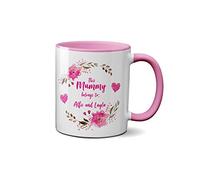 Personalised This Mummy Belongs to Mug - Meaningful Mother's Day Present Gift Idea Coffee Tea Ceramic Handle Idea Heavy Duty Handle Dishwasher and Microwave Safe (Pink Handle)