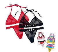 Personalised Thong and Bra Set custom underwear for women personalised thongs with name customised knickers Rhinestone Letters DIY See Through lingerie funny valentines gifts for her,girlfriend