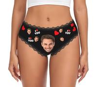 Personalised Thong Custom Underwear for Women with Face Photo Name Personalised Funny ladies Knickers Valentine's Day Christmas for Girlfriend Wife, Customised Lingerie