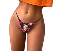 Personalised Thong with Face Photo Women's Knickers Sexy G-String Briefs Bikini Panties Soft Breathable Stretch Underwear Custom Thongs for Wmen, Funny Valentine Gifts for Her