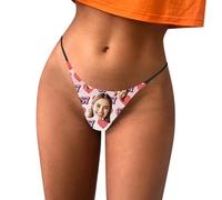 Personalised Thong with Face Photo Women's Knickers Sexy G-String Briefs Bikini Panties Soft Breathable Stretch Underwear Custom Thongs for Wmen, Funny Valentine Gifts for Her