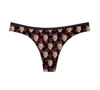 Personalised Thongs Women Briefs With Photo, Custom Soft Boxers With Face On Funny Thong Shorts Boxer Underpants Black